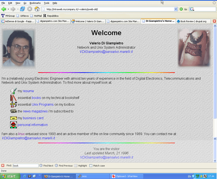 My first personal web site in 1996